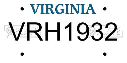 VRH1932 Virginia License Plate