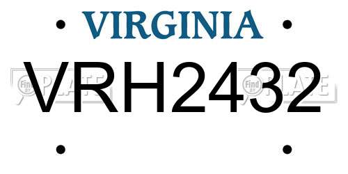 VRH2432 Virginia License Plate