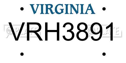 VRH3891 Virginia License Plate