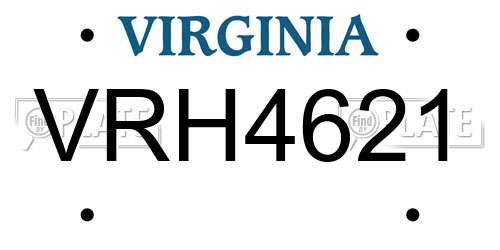 VRH4621 Virginia License Plate