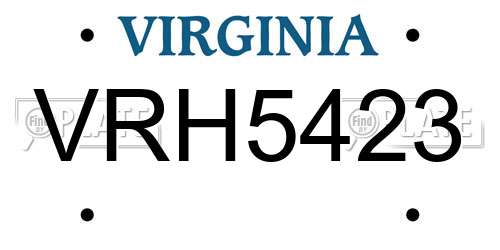 VRH5423 Virginia License Plate