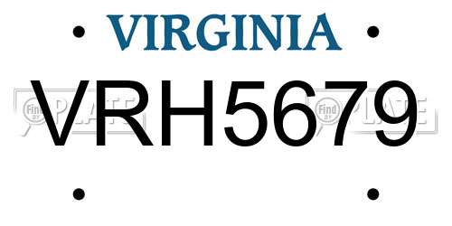 VRH5679 Virginia License Plate
