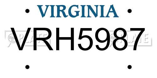 VRH5987 Virginia License Plate