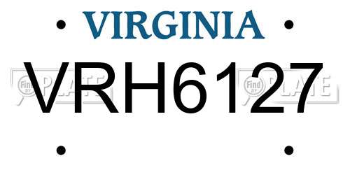 VRH6127 Virginia License Plate