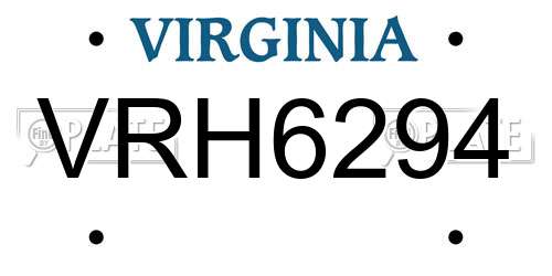 VRH6294 Virginia License Plate