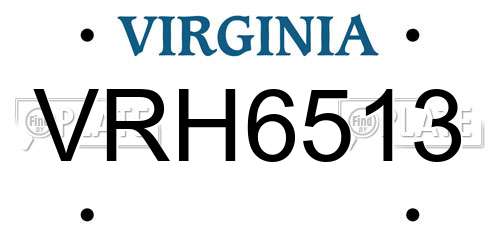VRH6513 Virginia License Plate
