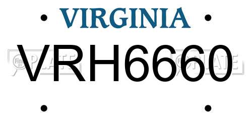 VRH6660 Virginia License Plate