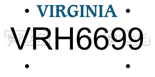 VRH6699 Virginia License Plate