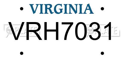 VRH7031 Virginia License Plate