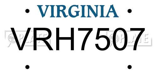 VRH7507 Virginia License Plate