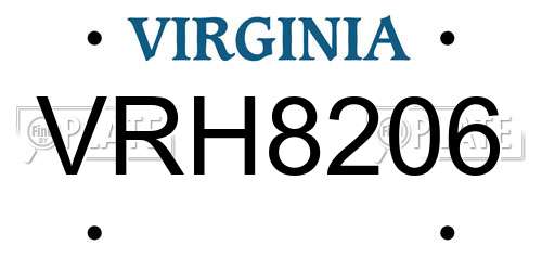 VRH8206 Virginia License Plate