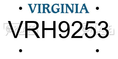 VRH9253 Virginia License Plate