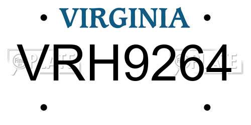 VRH9264 Virginia License Plate