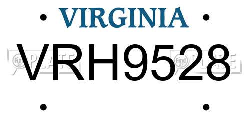 VRH9528 Virginia License Plate