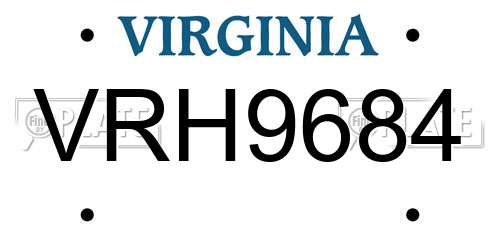 VRH9684 Virginia License Plate