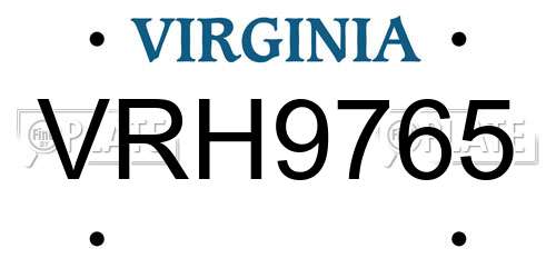 VRH9765 Virginia License Plate