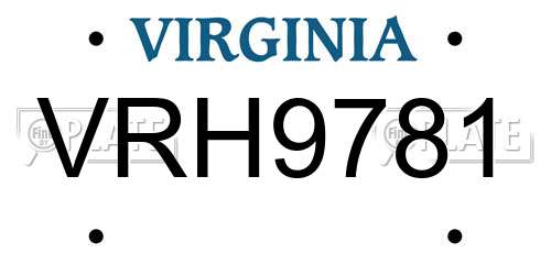 VRH9781 Virginia License Plate
