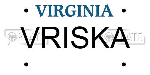 VRISKA Virginia License Plate