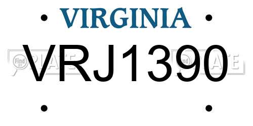 VRJ1390 Virginia License Plate