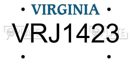 VRJ1423 Virginia License Plate