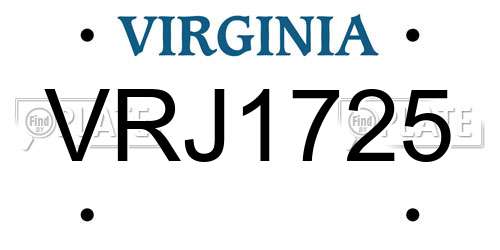 VRJ1725 Virginia License Plate