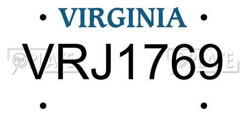 VRJ1769 Virginia License Plate