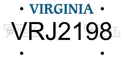 VRJ2198 Virginia License Plate