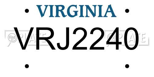 VRJ2240 Virginia License Plate