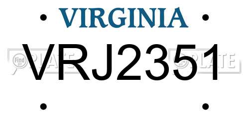 VRJ2351 Virginia License Plate