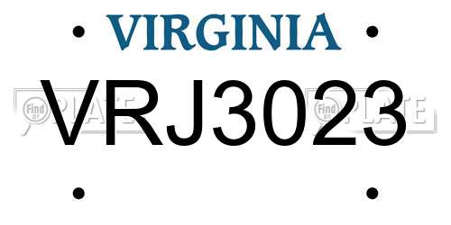 VRJ3023 Virginia License Plate