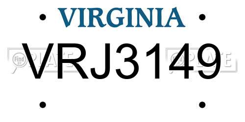 VRJ3149 Virginia License Plate