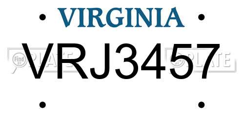 VRJ3457 Virginia License Plate