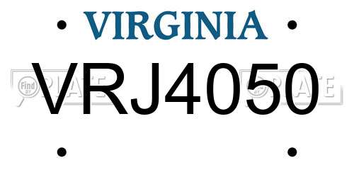 VRJ4050 Virginia License Plate