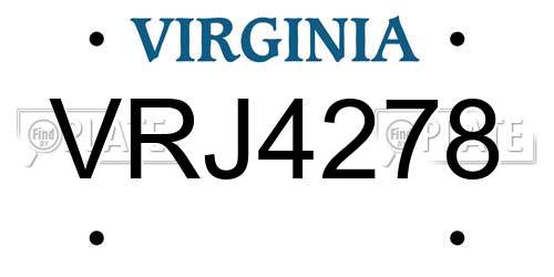 VRJ4278 Virginia License Plate
