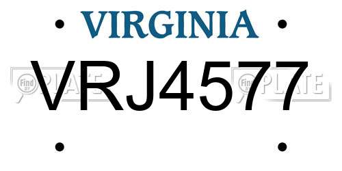 VRJ4577 Virginia License Plate