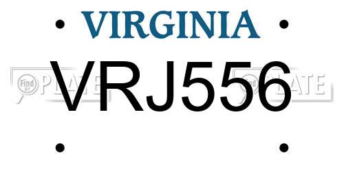 VRJ556 Virginia License Plate