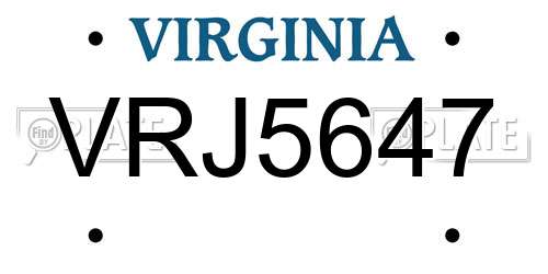 VRJ5647 Virginia License Plate