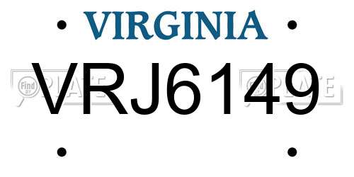 VRJ6149 Virginia License Plate