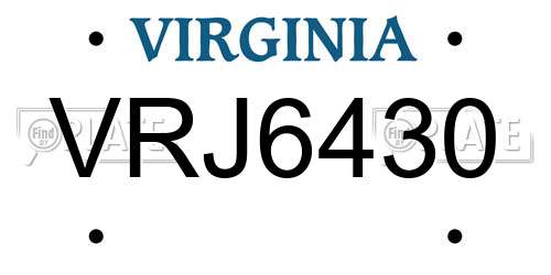 VRJ6430 Virginia License Plate