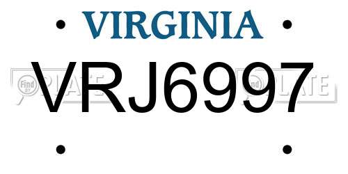 VRJ6997 Virginia License Plate