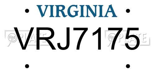 VRJ7175 Virginia License Plate