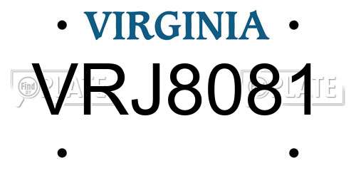 VRJ8081 Virginia License Plate