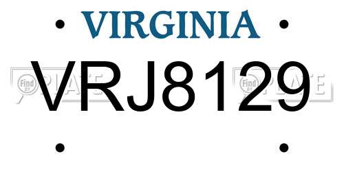 VRJ8129 Virginia License Plate