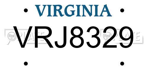 VRJ8329 Virginia License Plate