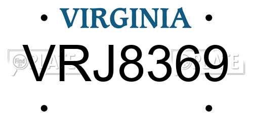 VRJ8369 Virginia License Plate