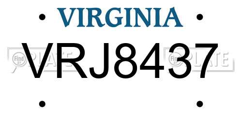 VRJ8437 Virginia License Plate