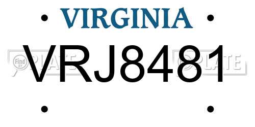 VRJ8481 Virginia License Plate