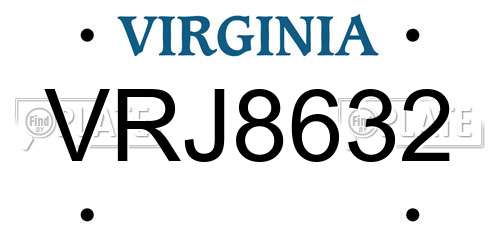 VRJ8632 Virginia License Plate