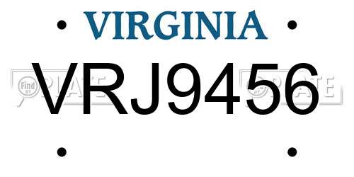 VRJ9456 Virginia License Plate