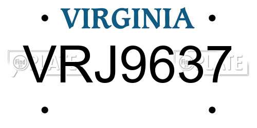 VRJ9637 Virginia License Plate
